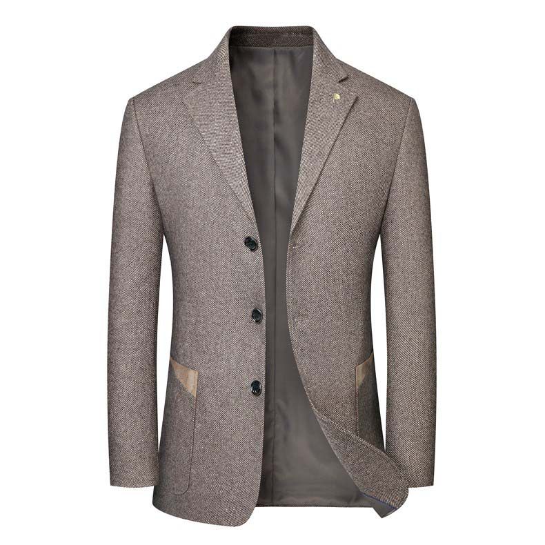 新款男士西服男羊毛单件西装中年商务休闲毛料便西外套三粒扣便西