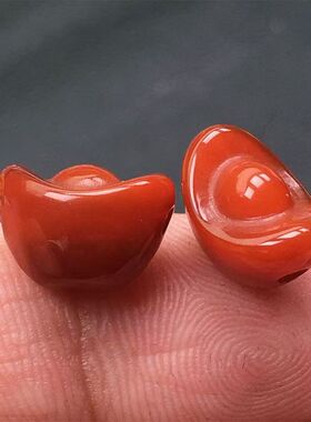 天然南红元宝通孔玛瑙配件配饰手串手工diy文玩手工串珠手链饰品