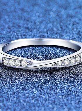 PT950铂金戒指女莫桑石指环爱意交织小众设计生日七夕节礼物送女