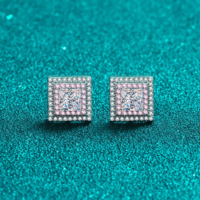 PT950铂金D色莫桑钻耳钉女