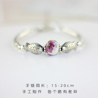 森系小清新藏银陶瓷珠手链女款个性送闺蜜情侣百搭首饰品