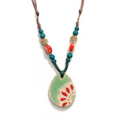 手工陶瓷项链复古陶艺民族风格 中国风吊坠独特女士配饰景德镇X840