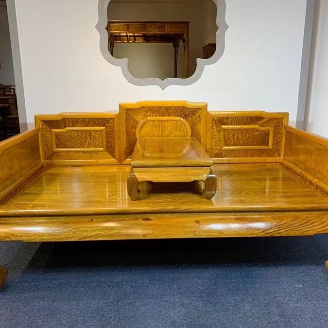 金丝楠木小叶桢楠罗汉床两件套198/98/100明清古典实木榫卯