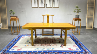 名贵金丝楠木画案两件套实木新中式小叶案桌家居电脑桌书桌写字台