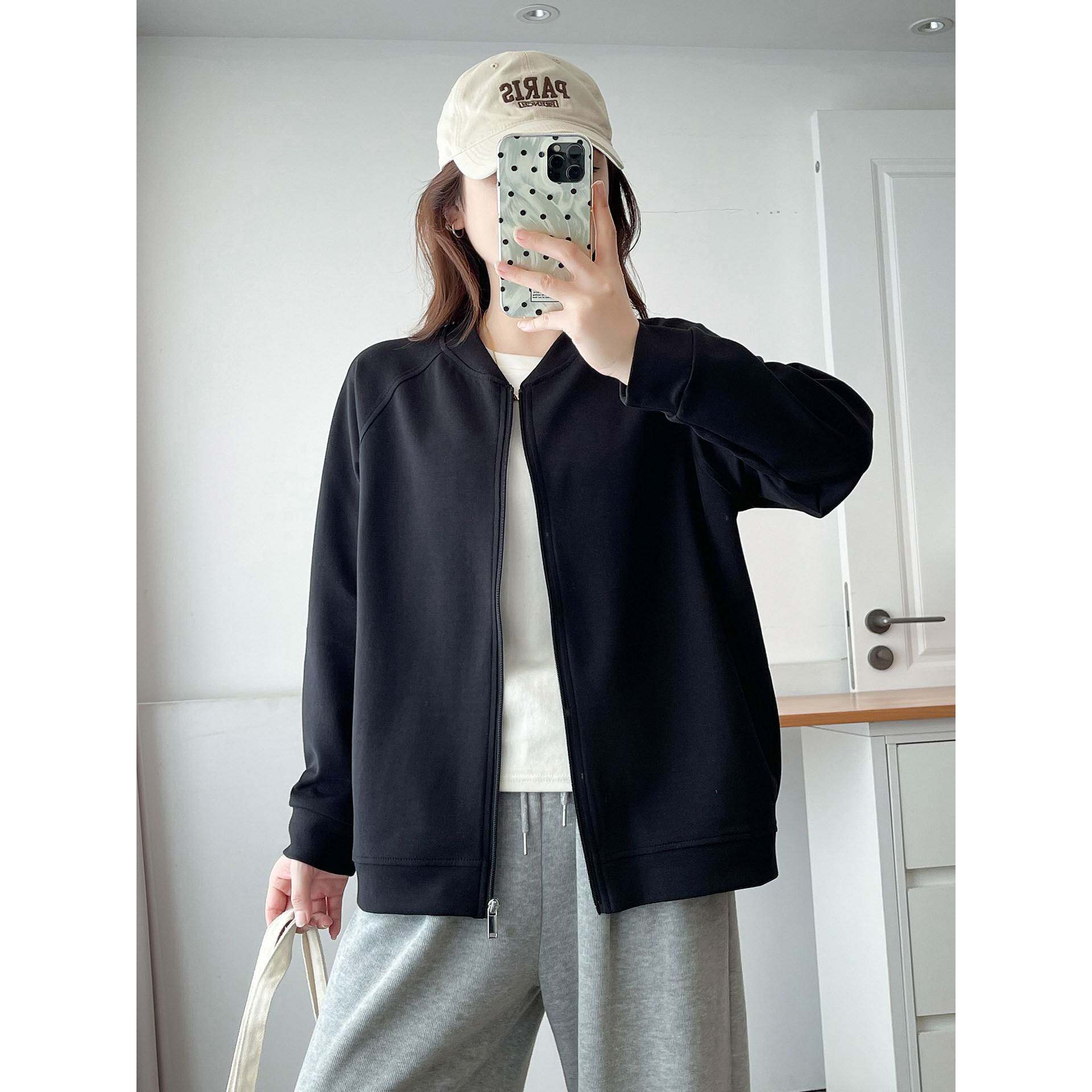 翠袖大码女装胖mm设计感棒球服卫衣外套2025新款宽松显瘦夹克上衣