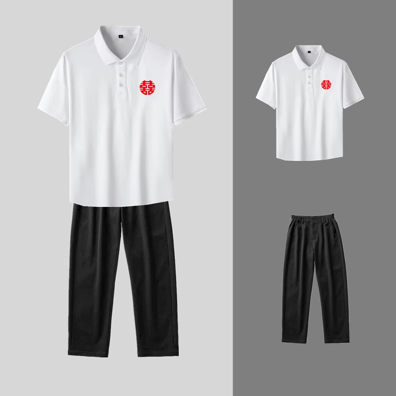 伴郎服兄弟装POLO衫西裤套装男士结婚抢亲兄弟团衣服婚礼接亲服装