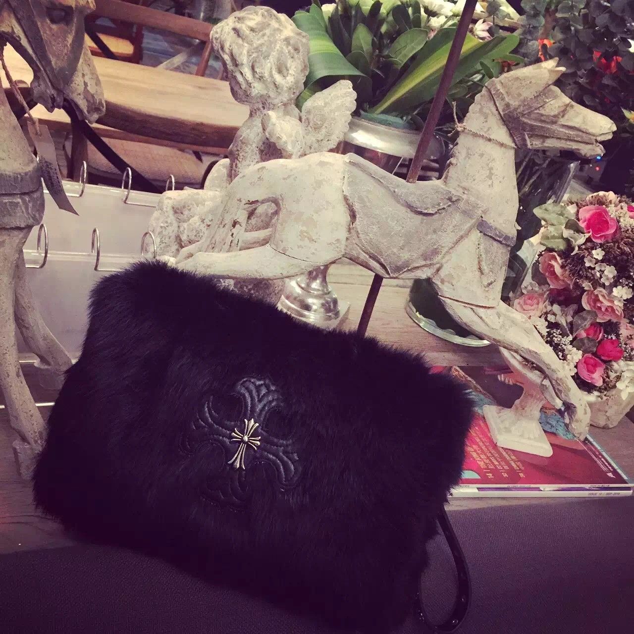 CYST潮牌热水袋皮草毛绒暖手宝双插手防爆充电 暖宝 热宝手腰宝