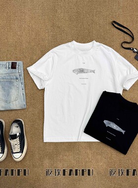 2026春夏潮 印花圆领短袖T恤男士卫衣落肩袖打底衫内搭上衣5098