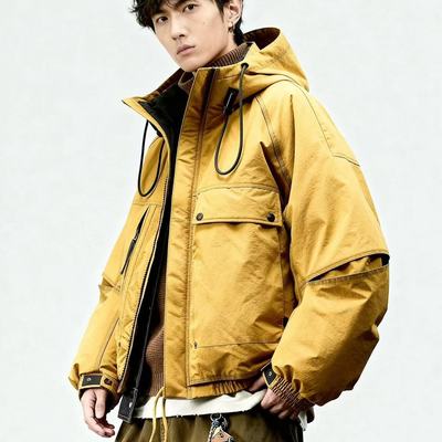 潮冬季加厚羽绒服男款工装派克服