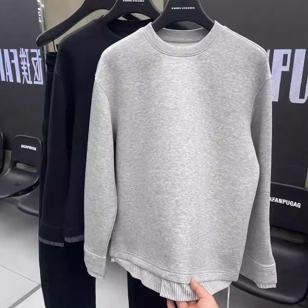 2026早春 老钱风假两件卫衣男款高品质条纹休闲百搭长袖上衣92629