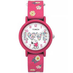 代购Timex天美时女士腕表计时夜光日期指针粉色尼龙树脂防水