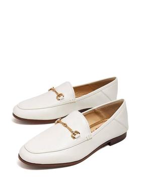 代购Sam Edelman女士乐福鞋舒适透气软底轻便白色方头金属扣饰