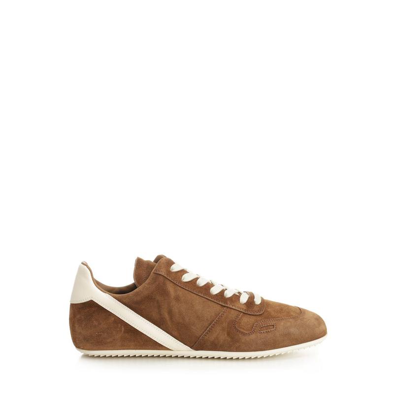 RICKOWENS跑步鞋男士舒适透气轻便耐磨系带穿孔细节套穿棕色配色