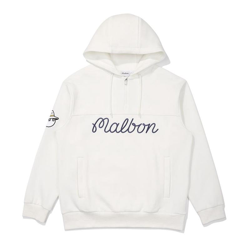 MALBON GOLF男士连帽卫衣保暖舒适宽松版型抽绳帽兜前袋设计