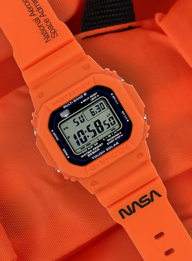 代购卡西欧CASIO G-Shock NASA太空纪念联名款橙色小方块男女手表