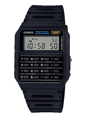 代购卡西欧男士腕表计算计时闹钟双时区黑色防水塑料带数字屏