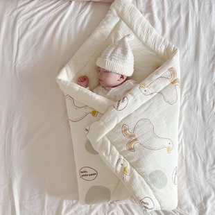 产房包被秋冬初生婴儿春秋夹棉包单新生儿被子纯棉a类加厚大尺寸