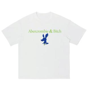 原创 Abercrombie&Bitch创意搞怪美式vintage印花百搭短袖T恤潮流