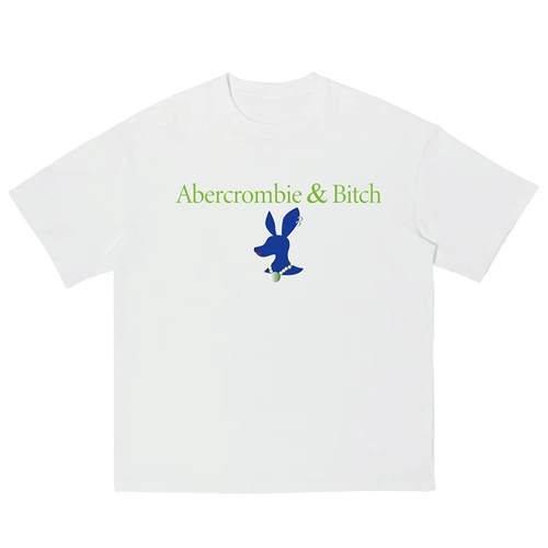 原创 Abercrombie&Bitch创意搞怪美式vintage印花百搭短袖T恤潮流