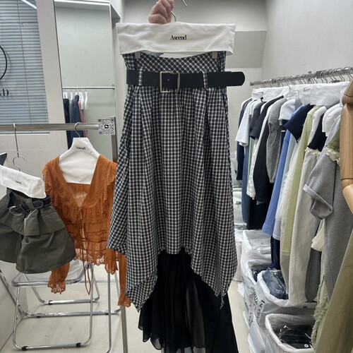 ASCEND㊣韩国东大门直邮女士新款热卖半身裙中短裙含腰带格纹