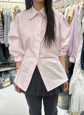 BERTHA东大门㊣实拍女士新品真品休闲25秋冬人气推荐衬衫褶裥