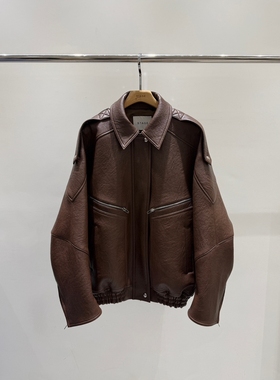 STAGE东大门㊣代购女士新款休闲推荐真品时尚25秋冬夹克皮革