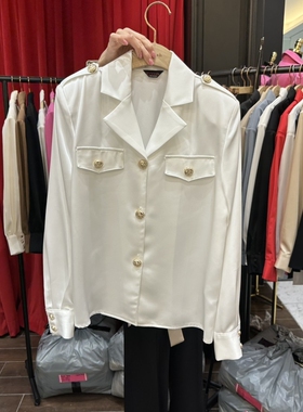 HERISH-HAUTE㊣东大门代购女装新款人气真品推荐衬衫纽扣缎面