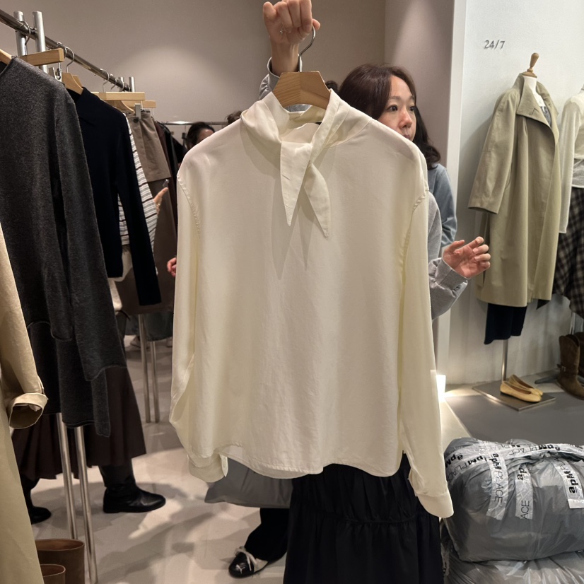 ANDMORE BUTTON东大门㊣实拍女装新品时尚25秋冬热卖真品衬衫