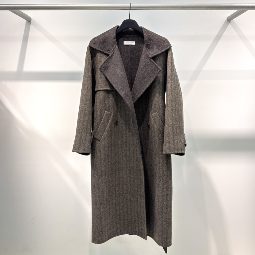 WATER/RIVER东大门㊣代购女士新品热卖中长款大衣含腰带高领