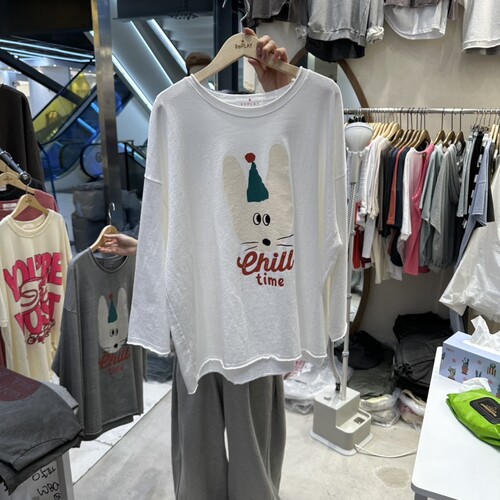 REPLAY㊣东大门实拍女装26秋季新品真品休闲人气长袖T恤兔子