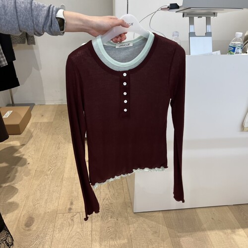 awear/RUMIRU东大门㊣实拍女装新款时尚人气长袖T恤假两件