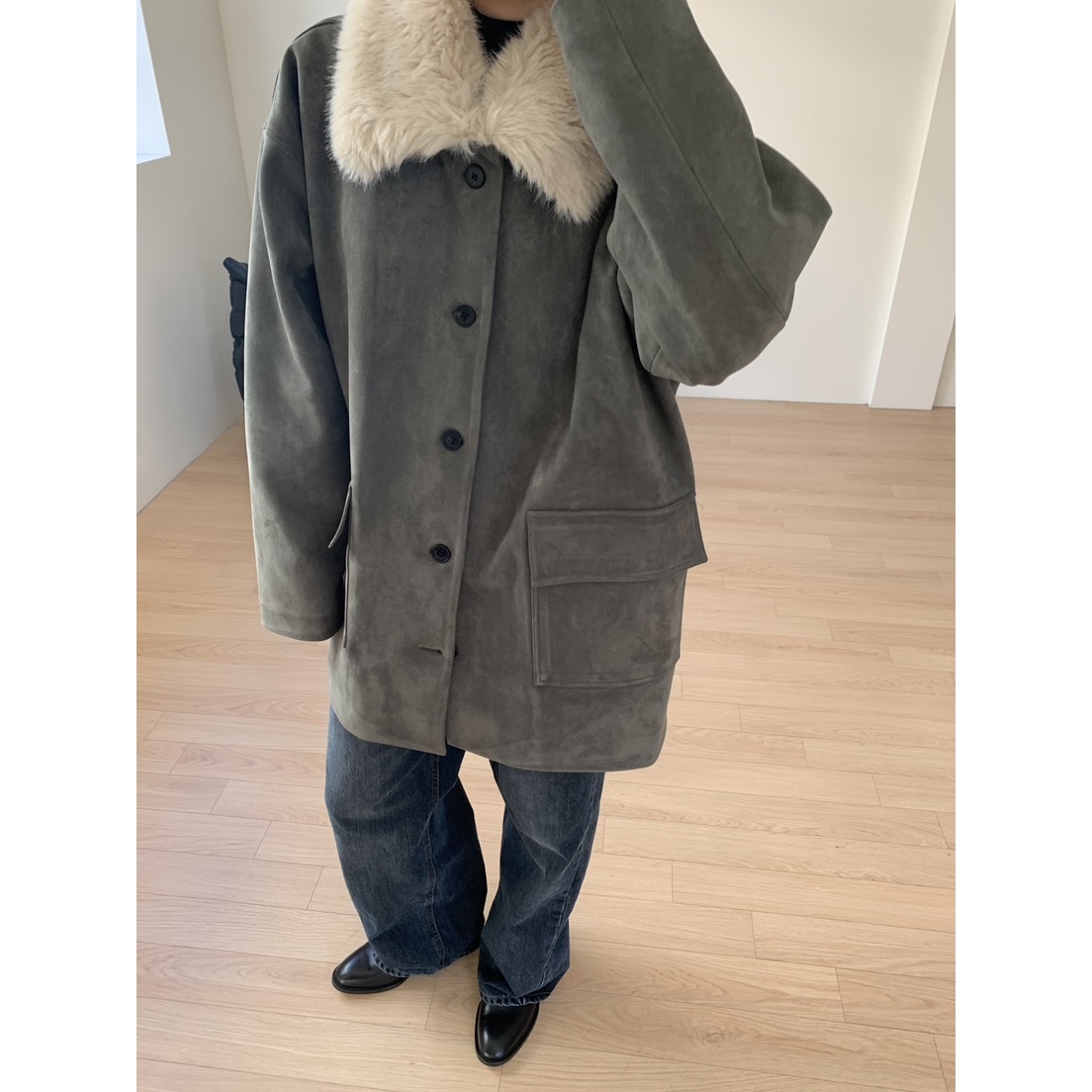 Santa/LOVE MY SANTA韩国代购㊣女装新款休闲中长款大衣绒