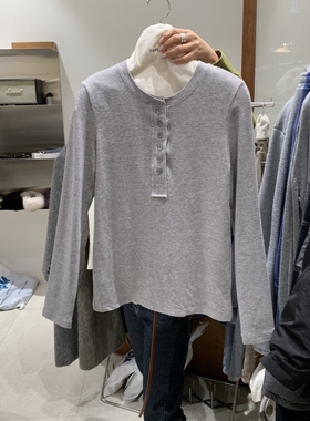 TEMPTING韩国直邮㊣女士新品热卖25秋冬推荐长袖T恤安哥拉纽扣