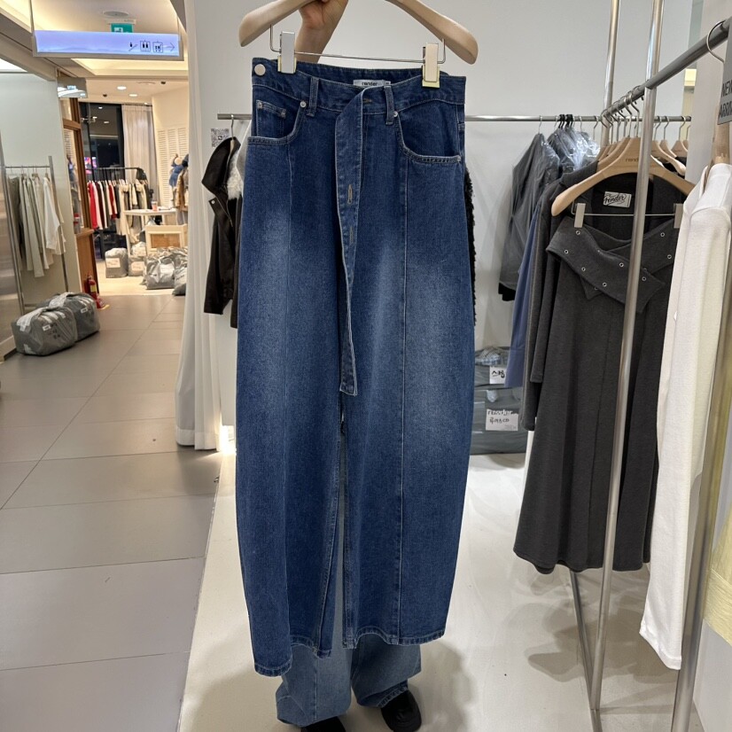 RENDER东大门㊣代购女士新款25秋冬休闲热卖真品牛仔裤系带