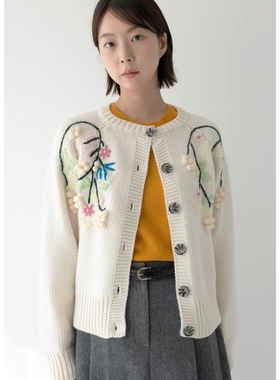 VIVACITY东大门㊣直邮女装新款25秋冬真品针织衫荷叶边开衫