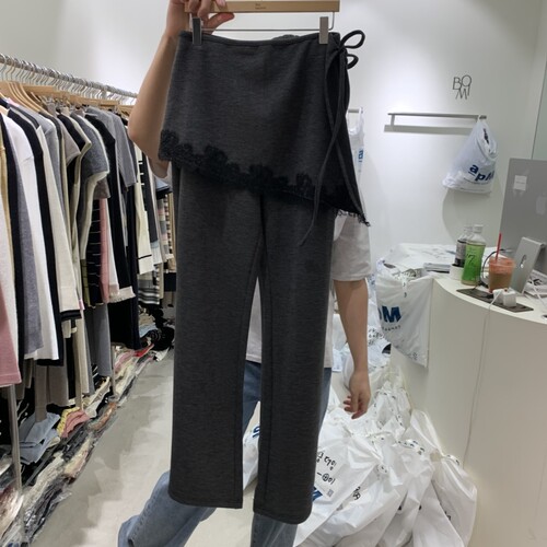 BY BOMI韩国代购㊣女装26秋冬新品人气休闲裙裤喇叭裤蕾丝