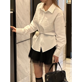 ZEROZERO韩国直邮㊣女装新品推荐热卖时尚真品25秋冬衬衫刺绣