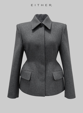 EITHER东大门㊣实拍女装新品25秋冬时尚热卖夹克法兰绒羊毛