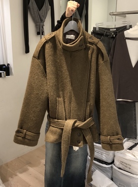 AUBE东大门㊣代购女士新品热卖人气真品时尚短款大衣含腰带