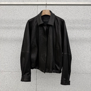 AT THE BAGEL东大门㊣直邮女装新品时尚25秋冬皮衣春款褶皱