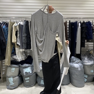 BRICKLANE东大门㊣实拍女装新品真品推荐长袖T恤假两件褶皱