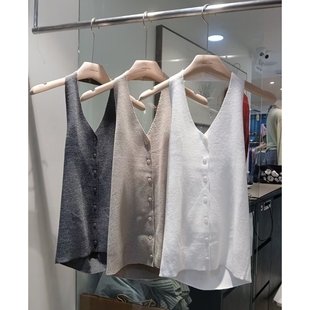 WEARRAW韩国代购㊣女士新品人气热卖真品推荐休闲吊带背心纽扣