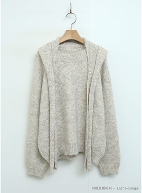 I BLLE韩国代购㊣女士新品休闲25秋冬推荐时尚针织衫披肩兜帽