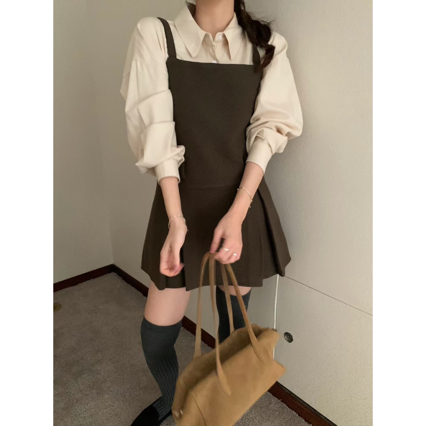 pretty young thing韩国直邮㊣女装新品时尚25秋冬连衣裙羊毛