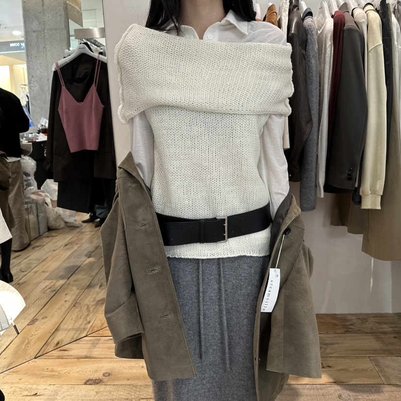CREAMVILLA东大门㊣实拍女士新款热卖真品针织衫不含腰带罗纹