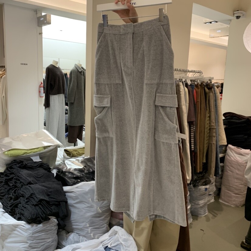 ARE YOU/ARE韩国直邮㊣女装新品休闲长裙工装裤天鹅绒长款