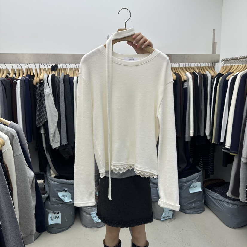 SPECIAL韩国代购㊣女装新款时尚人气真品休闲长袖T恤含脖带
