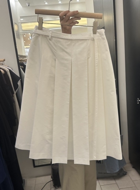 REGULARLY/PLACOR韩国直邮㊣女士新品长裙含腰带百褶棉质褶裙