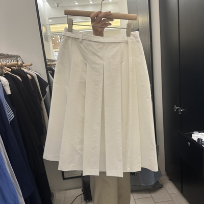 REGULARLY/PLACOR韩国直邮㊣女士新品长裙含腰带百褶棉质褶裙