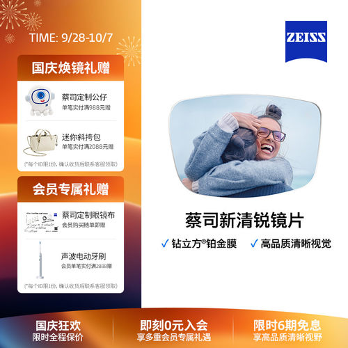 ZEISS新清锐钻立方铂金膜镜片